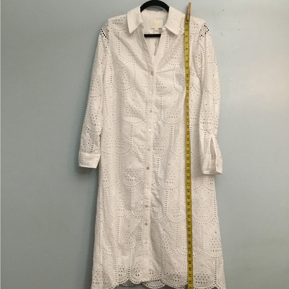 Lilly Pulitzer White Eyelet Button-Front Long Sleeve Dress - Picture 11 of 16